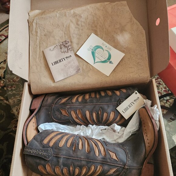 Liberty Black Glory Vintage Cafe Tall Leather Boots LB711510 - Women's Size 8 - Picture 2 of 16